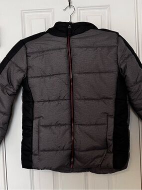 Rothschild Gray and Black Quilted Hooded Puffer Jacket